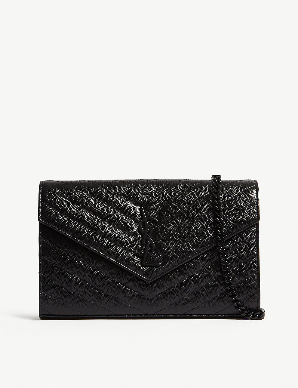 SAINT LAURENT Monogram quilted leather envelope clutch BLACK – Top Quality  Yves Saint Laurent Bags Shop