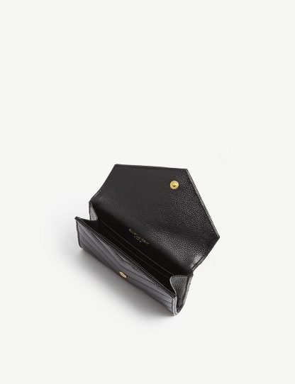 Saint Laurent Uptown Pebbled Leather Flap Card Case