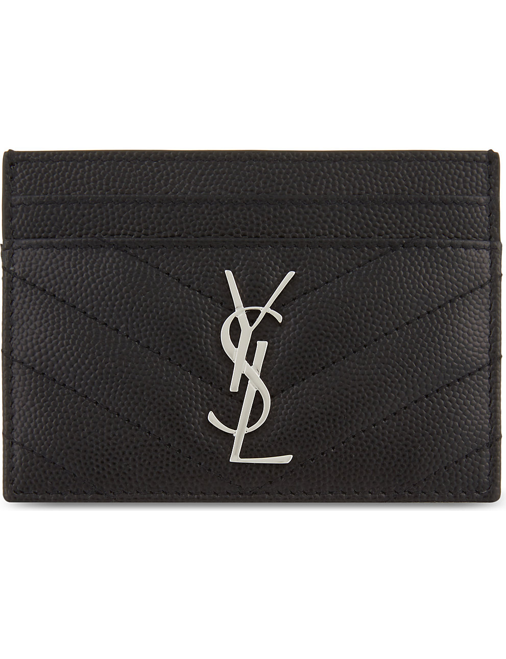 SAINT LAURENT Monogram quilted leather card holder BLACK – Top