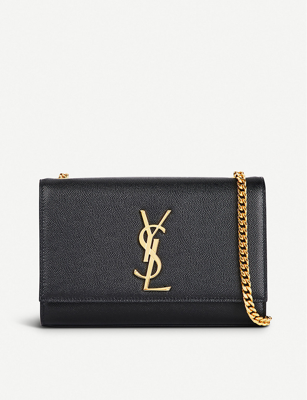 YVES SAINT LAURENT Kate Black Leather Gold Chain Clutch Crossbody Bag