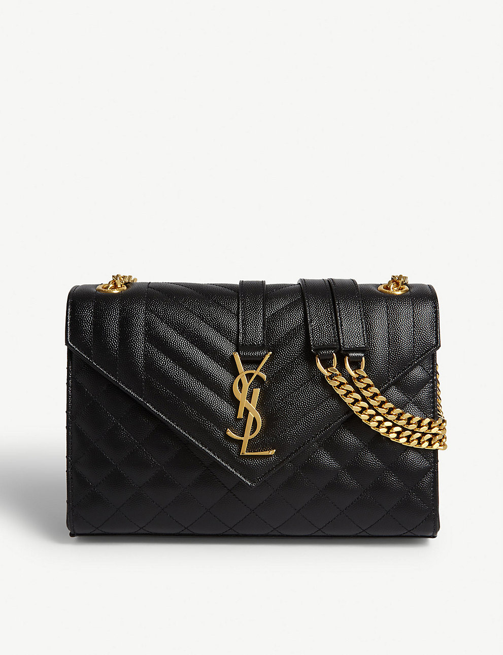 saint laurent bolso satchel de cuero acolchado monograma negro oro – Tienda de bolsos Yves Saint Laurent de calidad