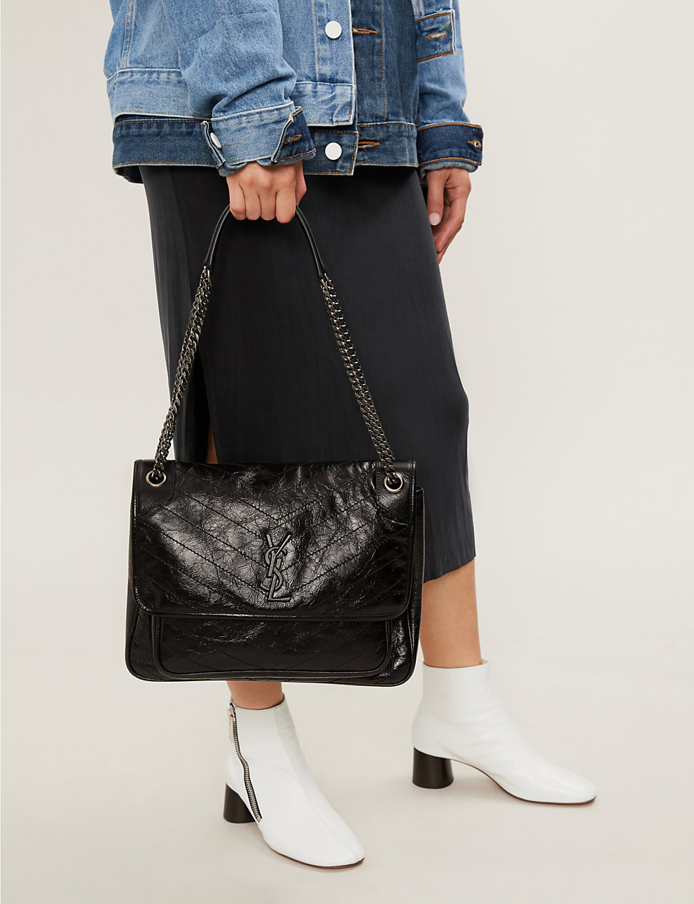 SAINT LAURENT Niki large leather shoulder bag BLACK – Top Quality Yves ...