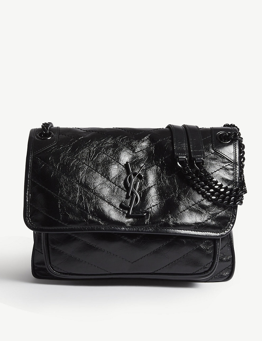 SAINT LAURENT Niki medium leather shoulder bag BLACK/BLACK – Top ...